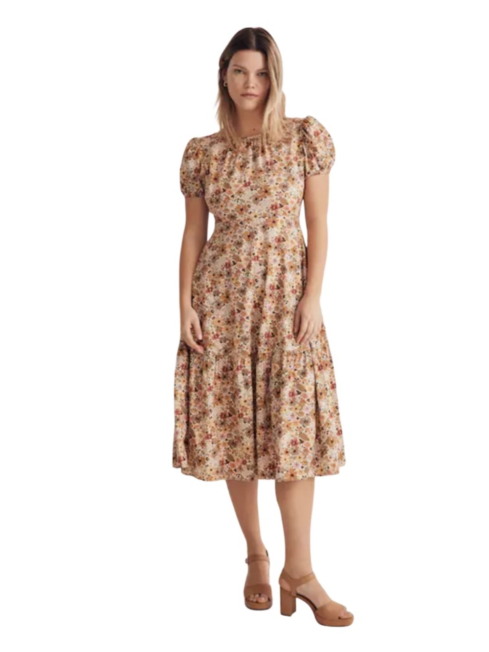 Madewell Puff-Sleeve Open-Back Midi
Dress in Flora Field Size 0